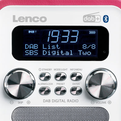 LENCO PDR-051PKWH LENCO - PDR-051BKSI - Przenośne radio FM DAB+ z Bluetooth® i wejściem AUX, akumulator - Różowy