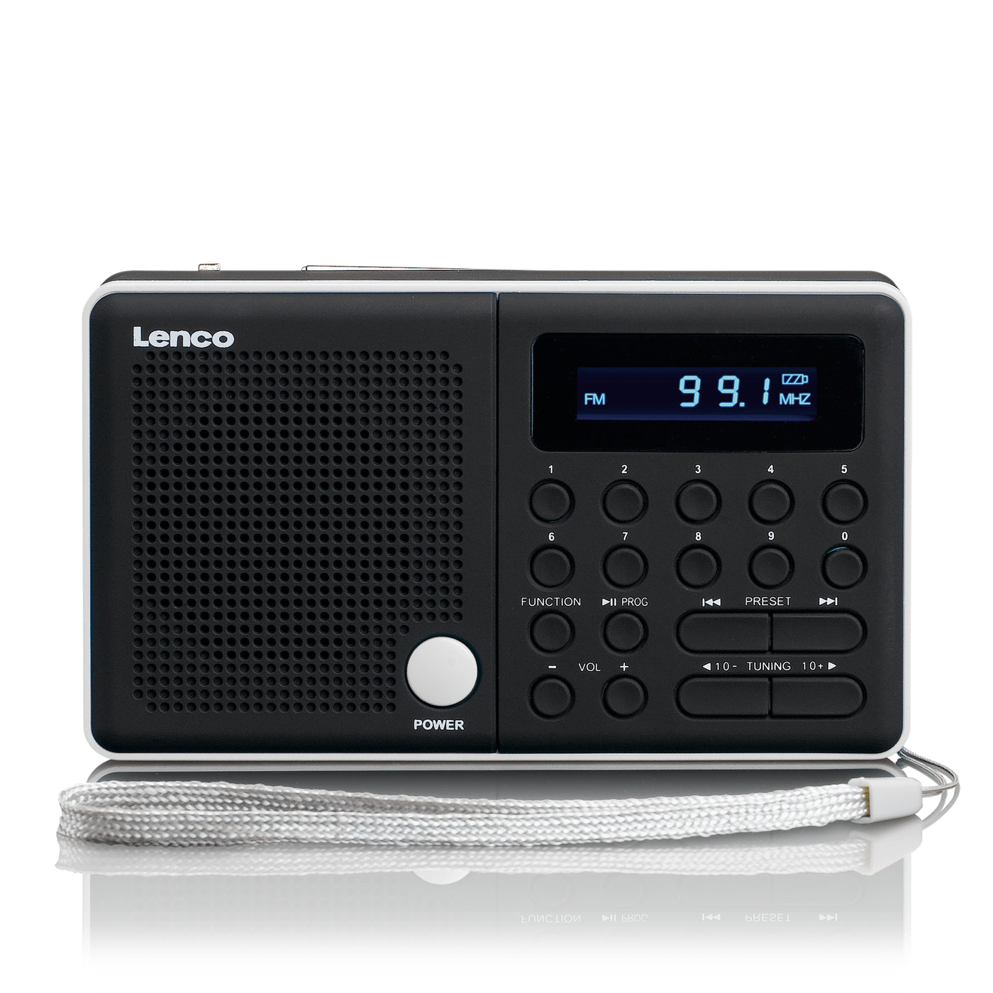 LENCO MPR-034WH - Przenośne radio FM z USB i Micro SD oraz zintegrowaną baterią - Białe