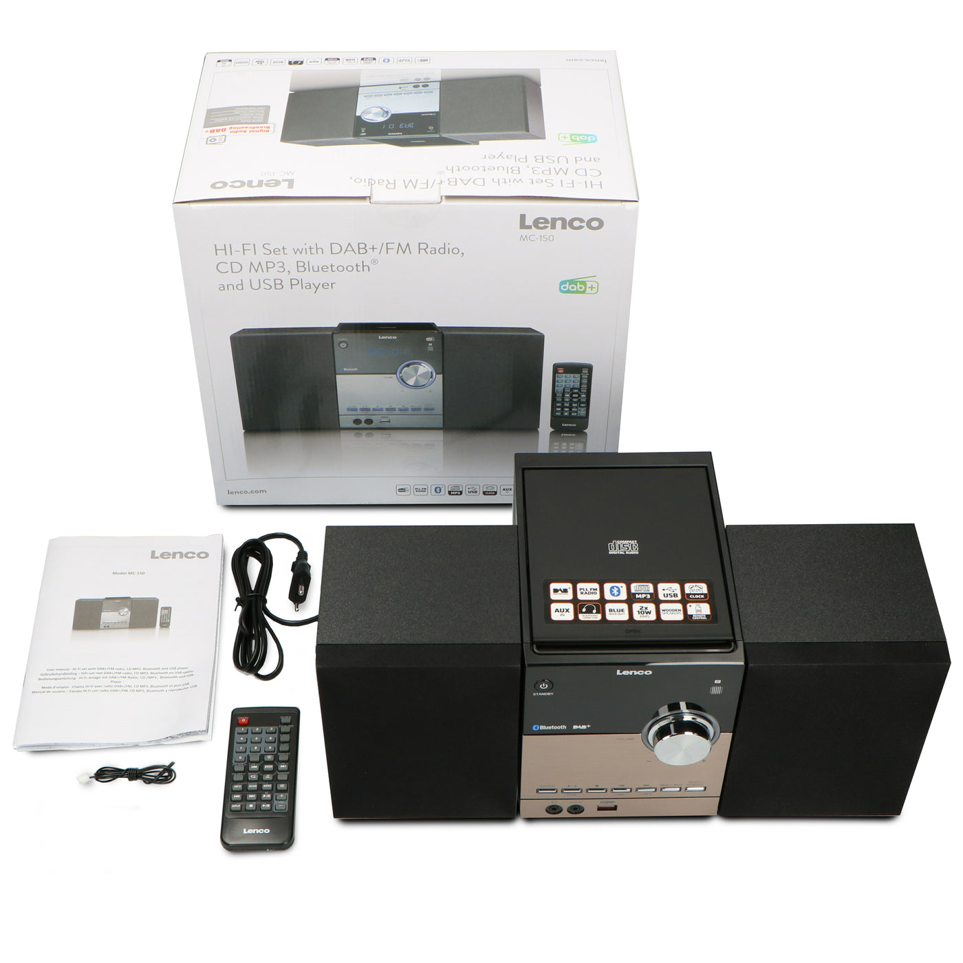 LENCO MC-150 Stereo with DAB+ FM, CD, Bluetooth® & USB player - Black