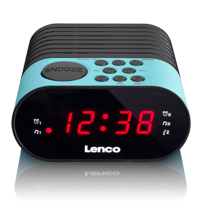 LENCO CR-07 Niebieski - Radiobudzik FM z wyłącznikiem czasowym i funkcją podwójnego alarmu - Niebieski