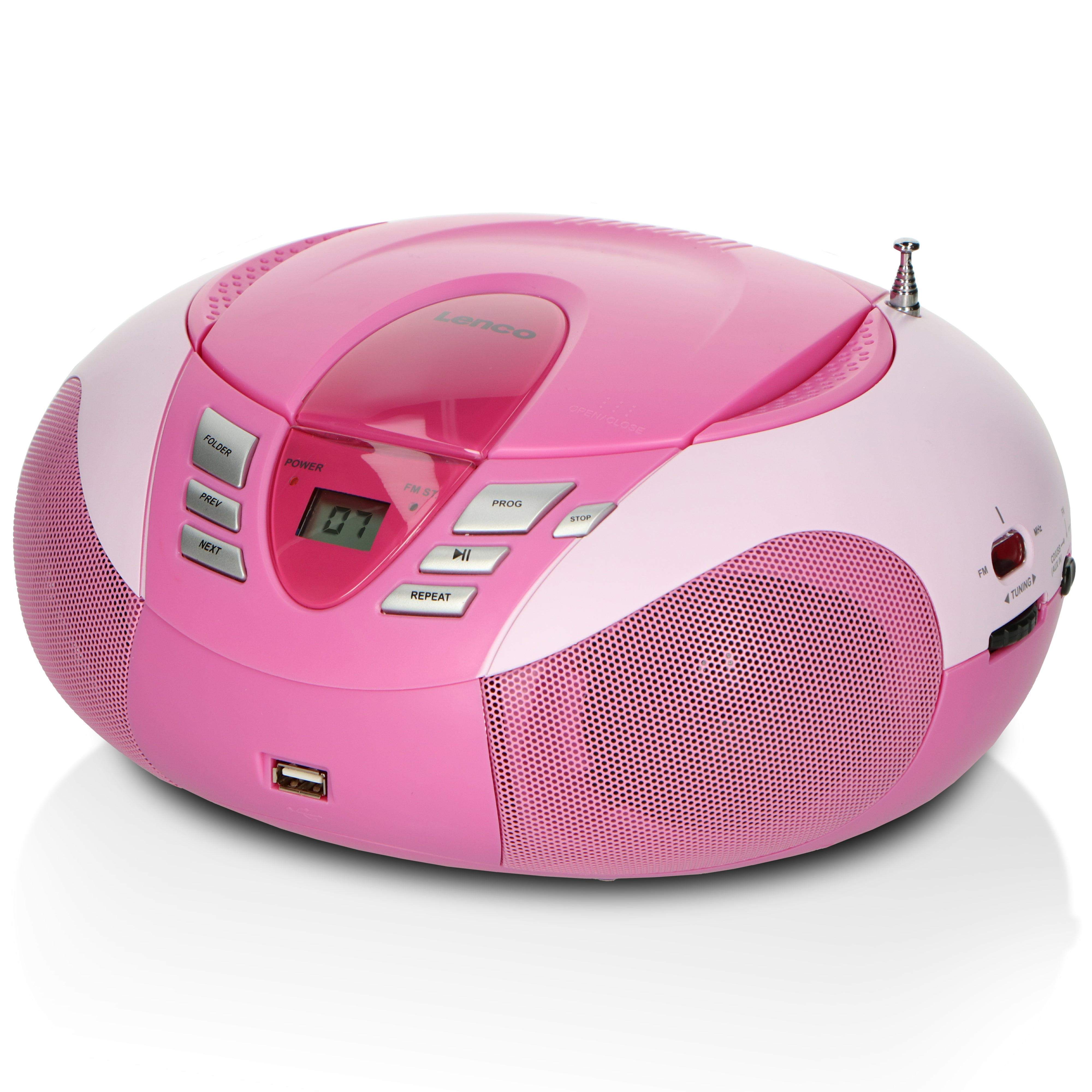 LENCO SCD-37 USB Pink and USB – - FM Radio Portable Pink -Catalog CD Lenco player 