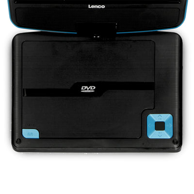 LENCO DVP-910BU - Portable 9" DVD player with USB headphones and mounting bracket - Blue/black