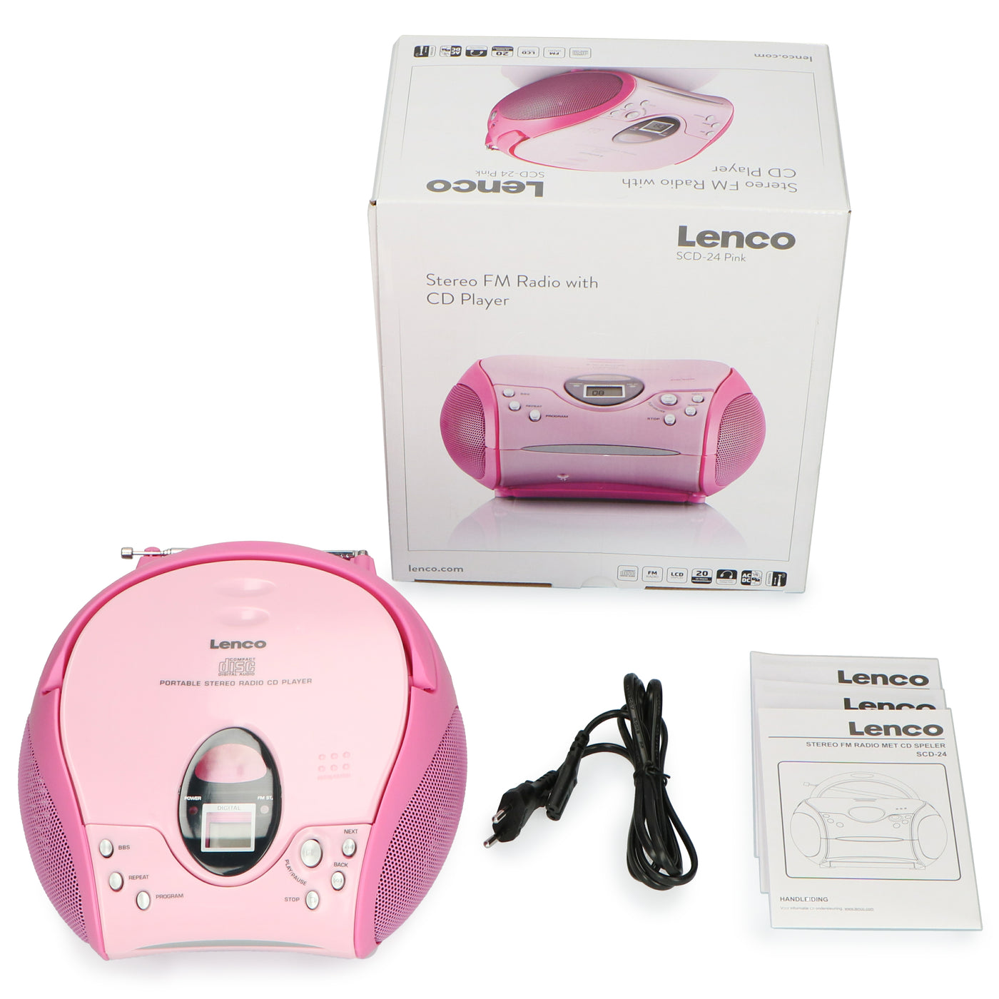 LENCO SCD-24 Pink - Portable stereo player Lenco radio Pink CD FM - -Catalog with –
