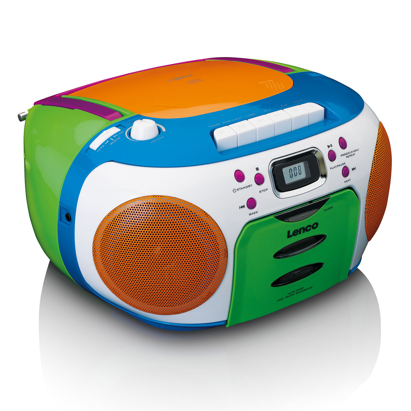 LENCO SCD-971 - Przenośny radioodtwarzacz CD/kasetowy FM - Wielokolorowy