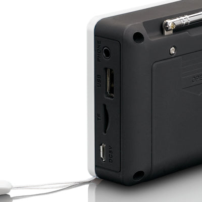 LENCO MPR-034WH - Przenośne radio FM z USB i Micro SD oraz zintegrowaną baterią - Białe