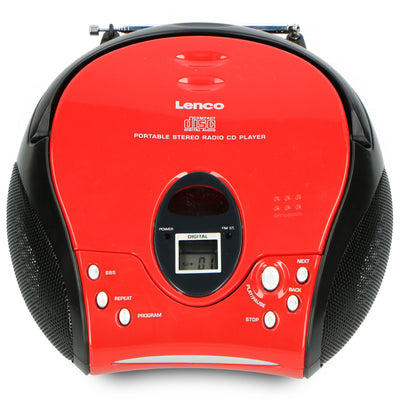 LENCO SCD-24 Red/Black - Portable stereo FM radio with CD player - Red-black
