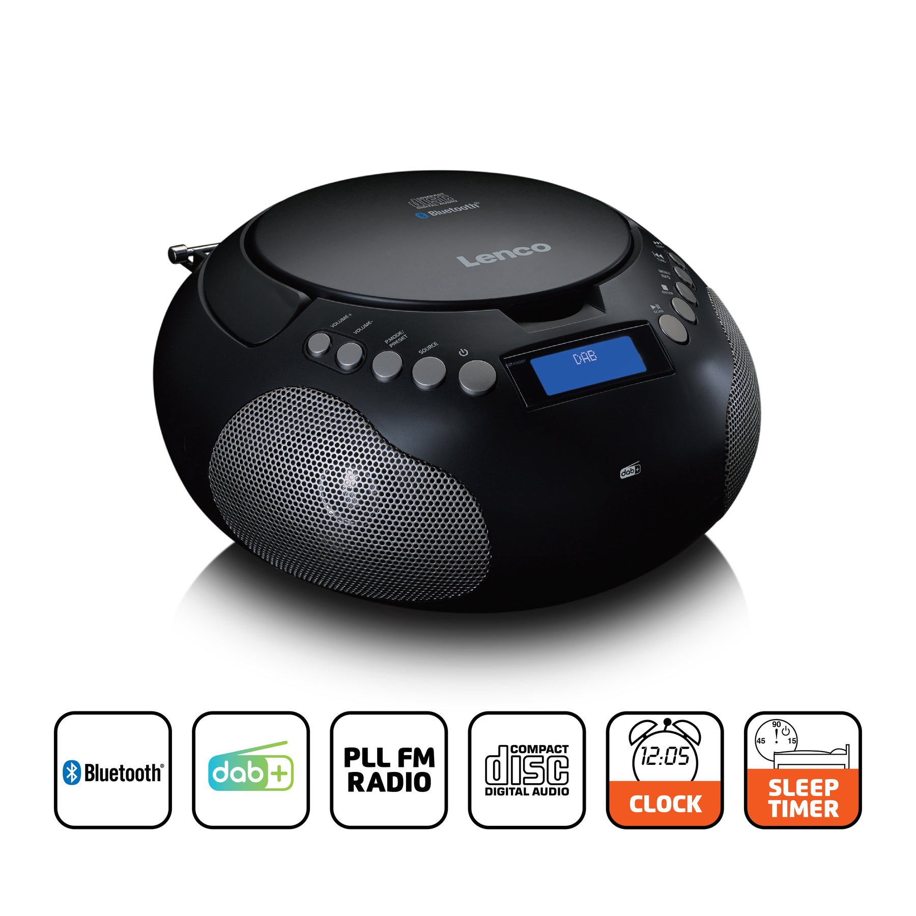 LENCO SCD-341BK - Boombox and Bluetooth® FM Lenco-Catalog radio – with DAB