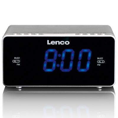 LENCO CR-520SI - Stereo FM clock radio with USB port - Silver