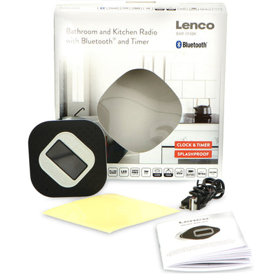 LENCO BAR-013BK - Wodoodporne radio FM do łazienki i kuchni z Bluetooth® i timerem - Czarny