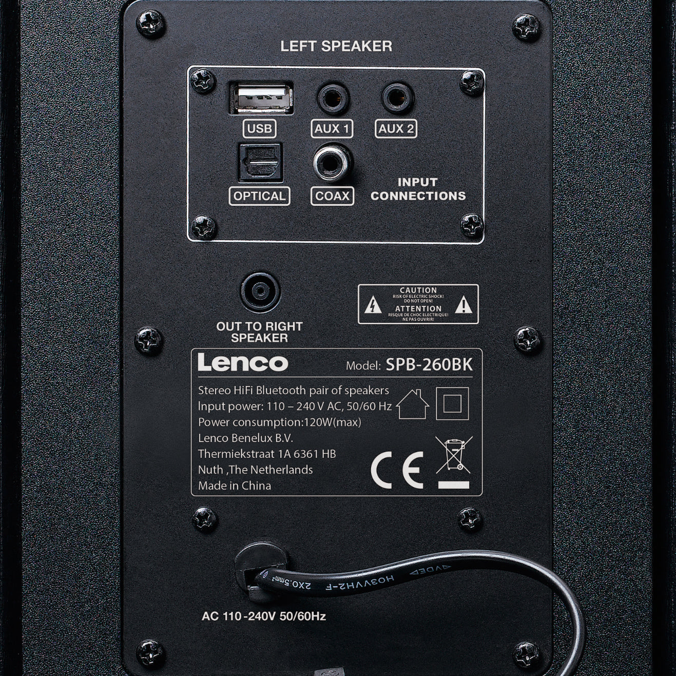 LENCO SPB-260BK - Zestaw głośników Bluetooth® Hifi Stereo DUO - Czarny