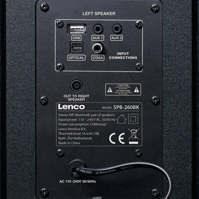LENCO SPB-260BK - Bluetooth® Hifi Stereo speaker DUO set - Black