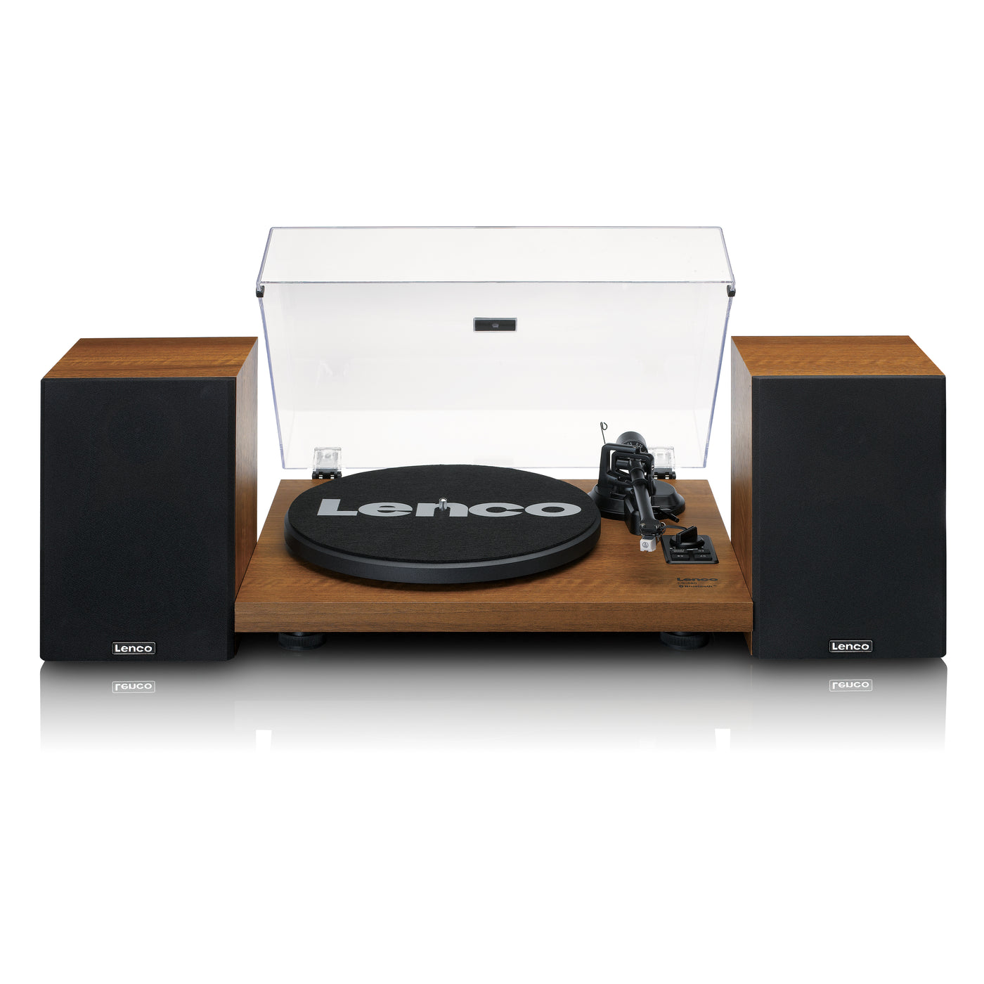 LENCO LS-480WD - Record player with Built-in amplifier and Bluetooth® plus 2 external speakers - Wood