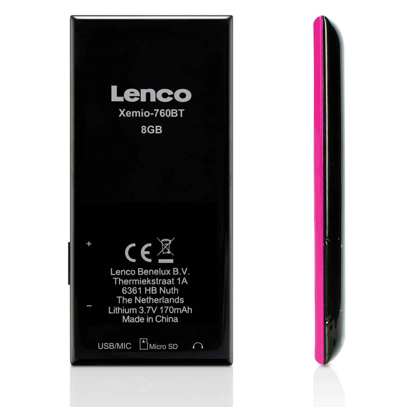 Lenco Xemio-760 BT Pink - MP3/MP4 player with Bluetooth® 8GB memory - –  Lenco-Catalog