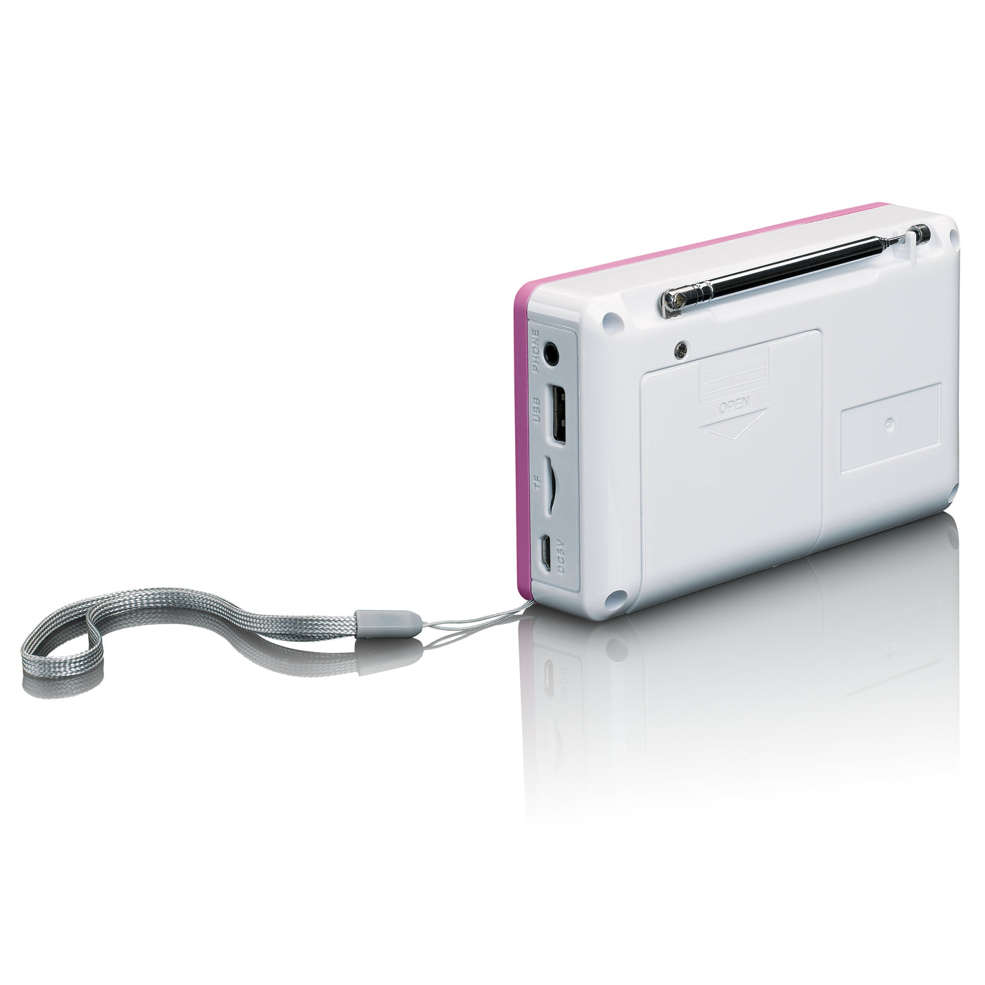 LENCO MPR-034PK - Przenośne radio FM z USB i Micro SD oraz zintegrowaną baterią - Różowy