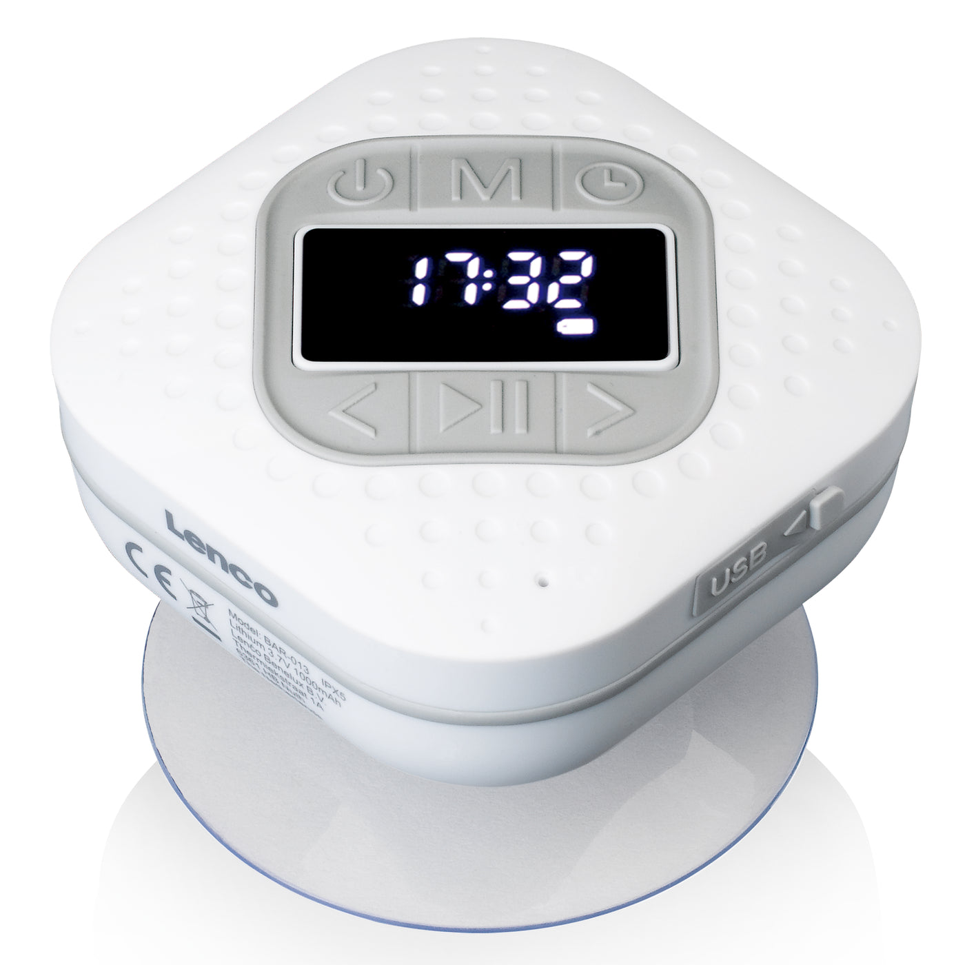 LENCO BAR-013WH - Wodoodporne radio FM do łazienki i kuchni z Bluetooth® i timerem - Białe
