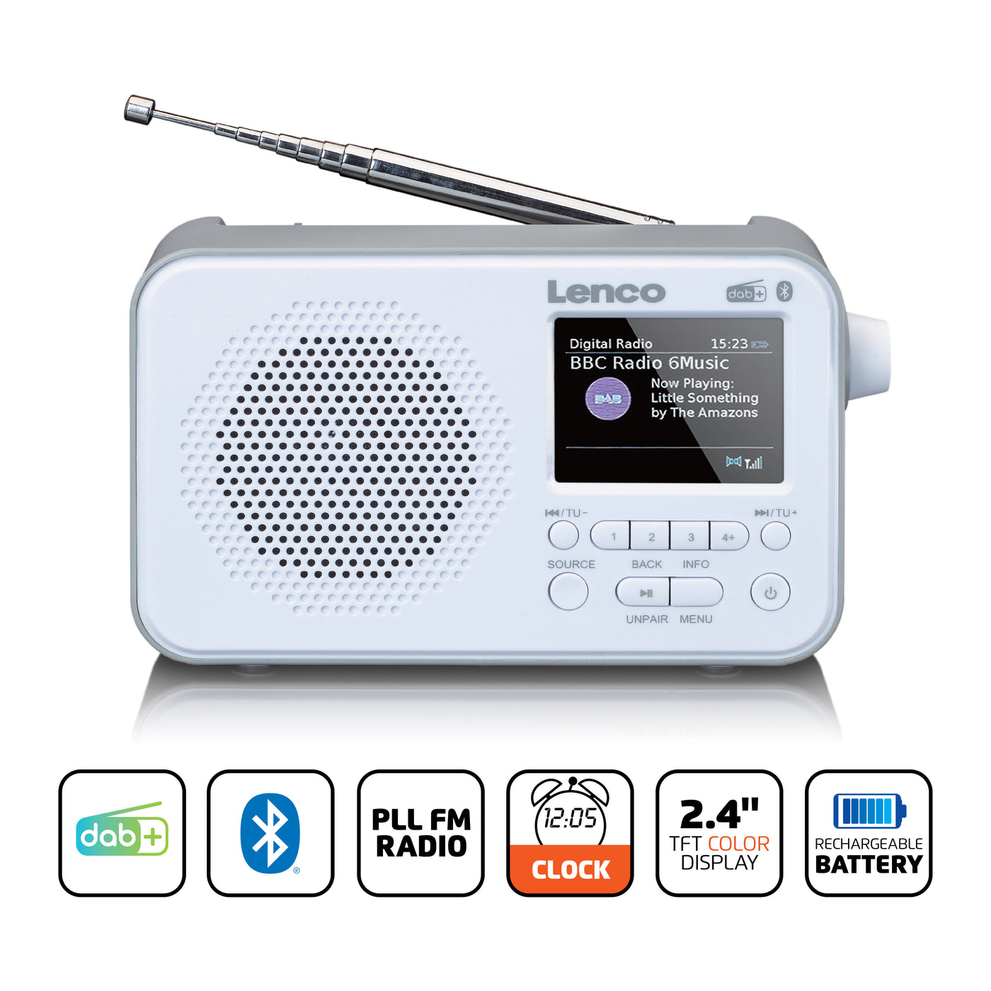 LENCO PDR-036WH - Radio DAB+ / FM z Bluetooth® - Białe