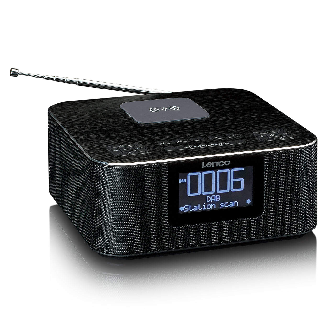 LENCO CR-650BK - Radiobudzik DAB+/FM z Bluetooth® i ładowaniem bezprzewodowym, czarny