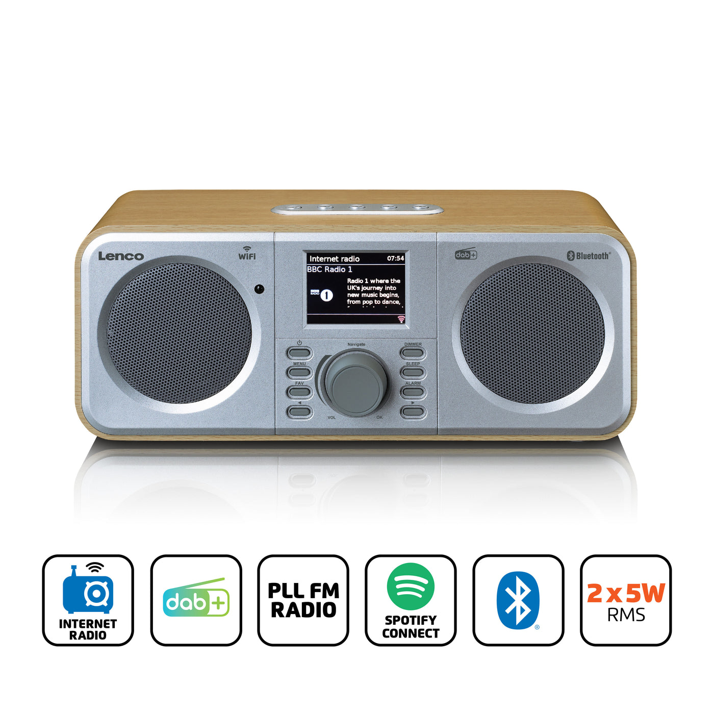 LENCO DIR-140WD - Stereofoniczne radio internetowe z radiem DAB+ FM i Bluetooth® - Drewno